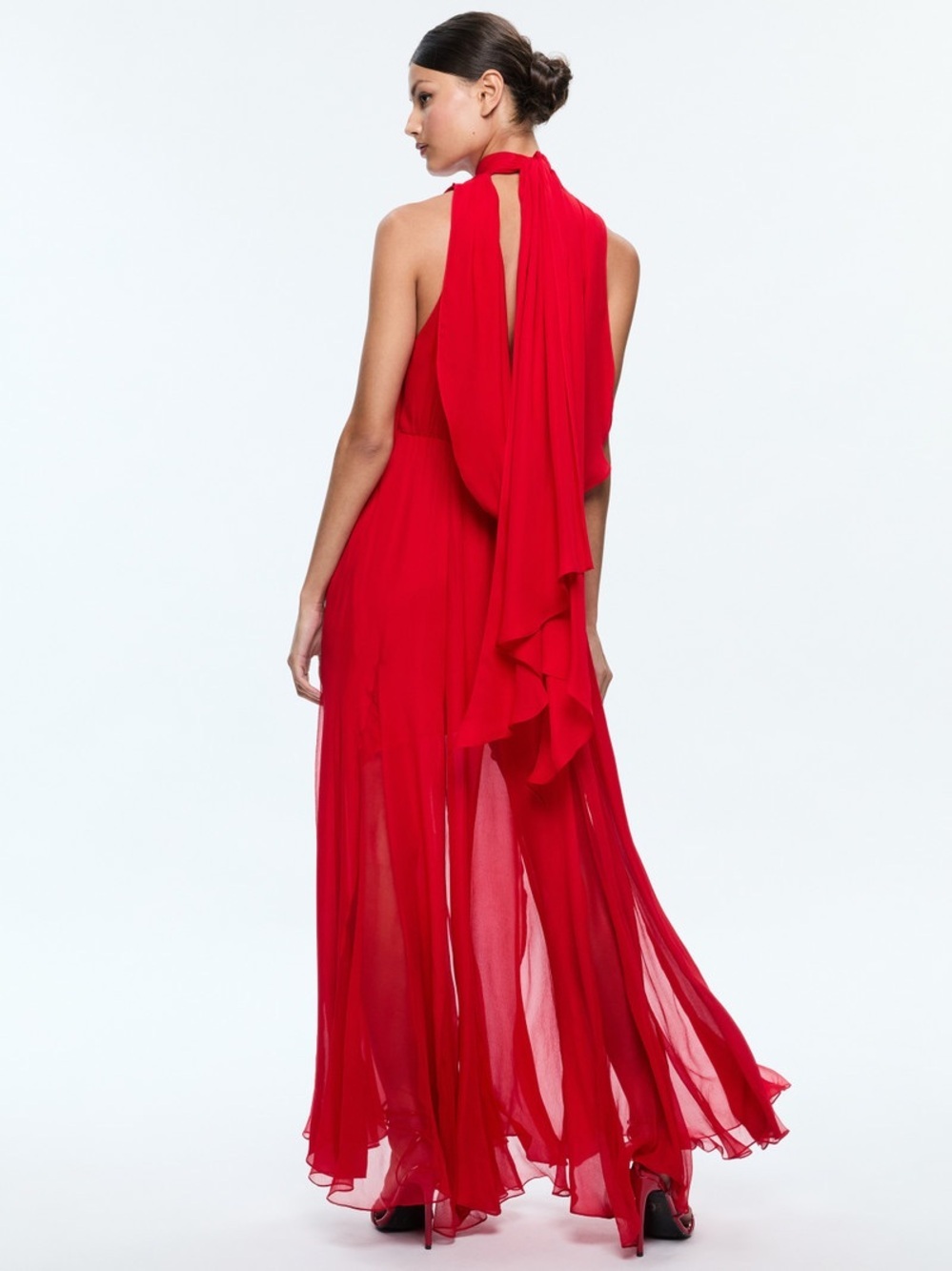 Alice + Olivia Dita Cowl Back Godet Maxi Dress Size 10 - Picture 2 of 15